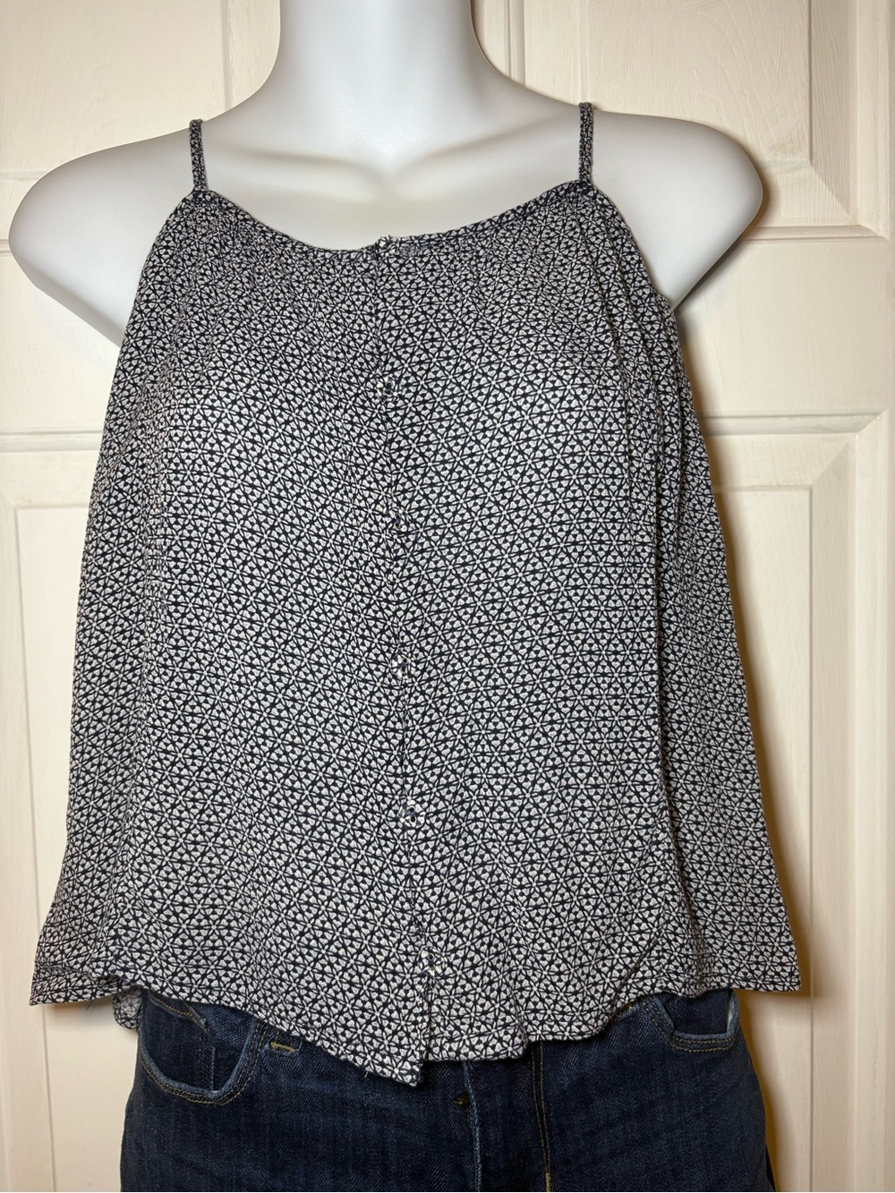 Daytrip Navy & White Geometric Print Spaghetti Strap Cami